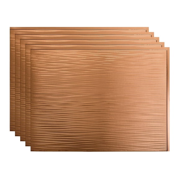 FASÄDE Ripple Decorative Vinyl 18in x 24in Backsplash Panel in Polished Copper (5 Pack)