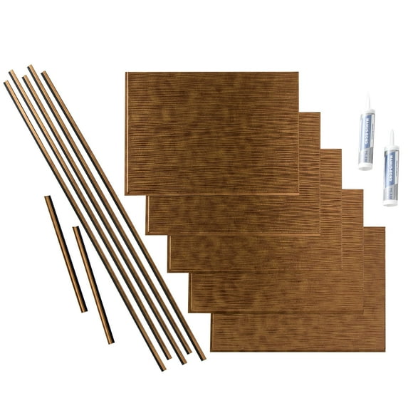 FASÄDE Ripple Decorative Vinyl Backsplash 15 sq ft Kit in Antique Bronze