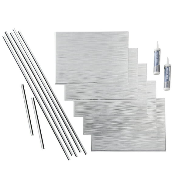 FASÄDE Ripple Decorative Vinyl Backsplash 15 sq ft Kit in Brushed Aluminum