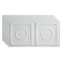 FASÄDE Rosette Decorative Vinyl 2ft x 4ft Glue Up Ceiling Panel in Matte White(5 Pack)
