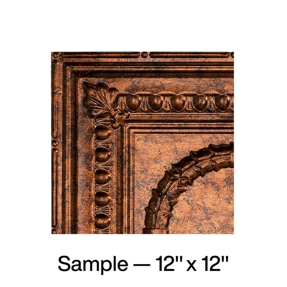 FASÄDE Rosette Decorative Vinyl Glue Up Ceiling Panel in Moonstone Copper (12X12 Inch Sample)