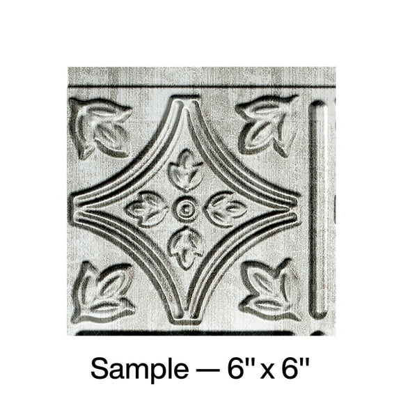 FASÄDE Traditional Style 1 Decorative Vinyl Backsplash Panel in Crosshatch Silver (6X6 Inch Sample)