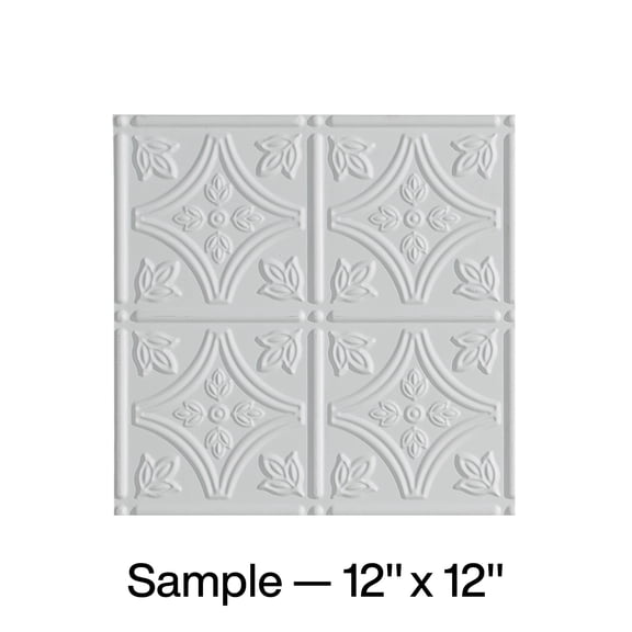 FASÄDE Traditional 1 Decorative Vinyl Glue Up Ceiling Panel in Gloss White (12X12 Inch Sample)