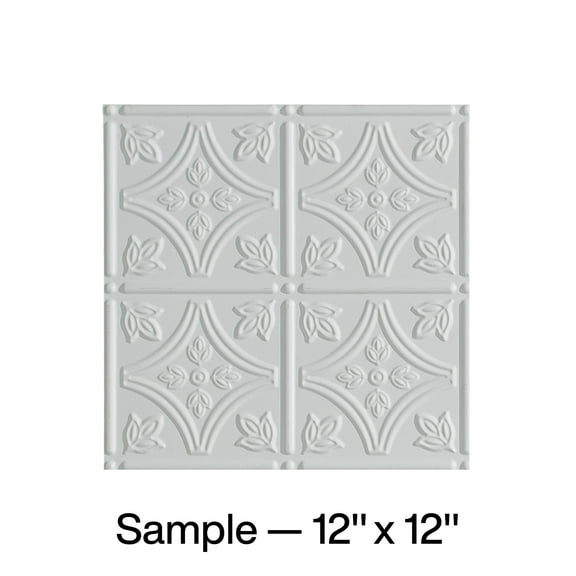 FASÄDE Traditional 1 Decorative Vinyl Glue Up Ceiling Panel in Matte White (12X12 Inch Sample)