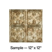 FASÄDE Traditional 10 Decorative Vinyl Glue Up Ceiling Panel in Bermuda Bronze (12X12 Inch Sample)