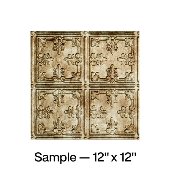 FASÄDE Traditional 10 Decorative Vinyl Glue Up Ceiling Panel in Bermuda Bronze (12X12 Inch Sample)