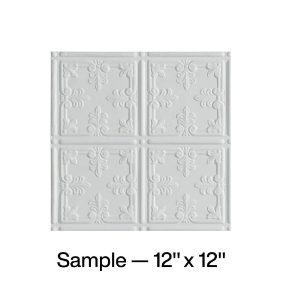 FASÄDE Traditional 10 Decorative Vinyl Glue Up Ceiling Panel in Matte White (12X12 Inch Sample)