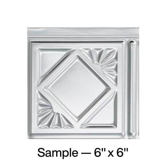 FASÄDE Traditional 4 Decorative Vinyl Backsplash Panel in Brushed Aluminum (6X6 Inch Sample)