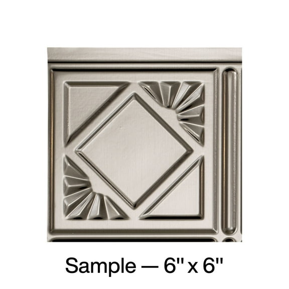 FASÄDE Traditional 4 Decorative Vinyl Backsplash Panel in Brushed Nickel (6X6 Inch Sample)