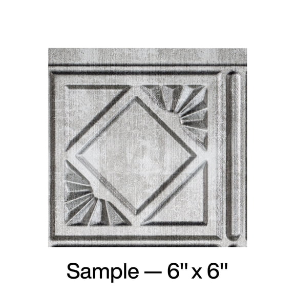FASÄDE Traditional 4 Decorative Vinyl Backsplash Panel in Crosshatch Silver (6X6 Inch Sample)