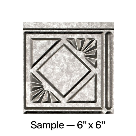 FASÄDE Traditional 4 Decorative Vinyl Backsplash Panel in Galvanized Steel (6X6 Inch Sample)
