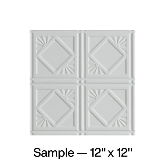 FASÄDE Traditional 4 Decorative Vinyl Glue Up Ceiling Panel in Gloss White (12X12 Inch Sample)