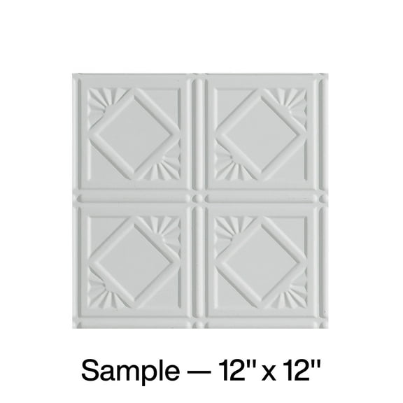 FASÄDE Traditional 4 Decorative Vinyl Glue Up Ceiling Panel in Matte White (12X12 Inch Sample)
