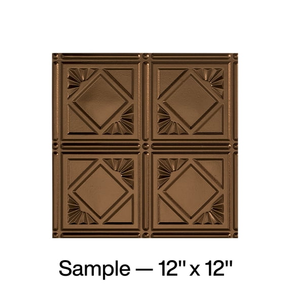 FASÄDE Traditional 4 Decorative Vinyl Glue Up Ceiling Panel in Oil Rubbed Bronze (12X12 Inch Sample)
