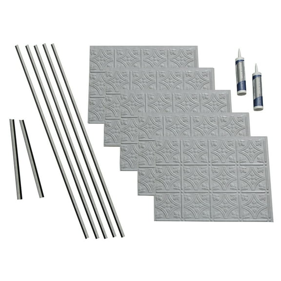 FASÄDE Traditional Style 1 Decorative Vinyl Backsplash 15 sq ft Kit in Cashmere
