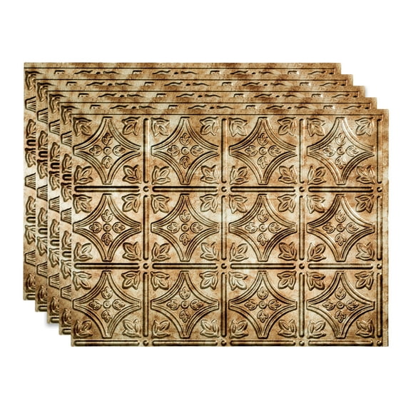 FASÄDE Traditional Style 1 Decorative Vinyl 18in x 24in Backsplash Panel in Bermuda Bronze (5 Pack)