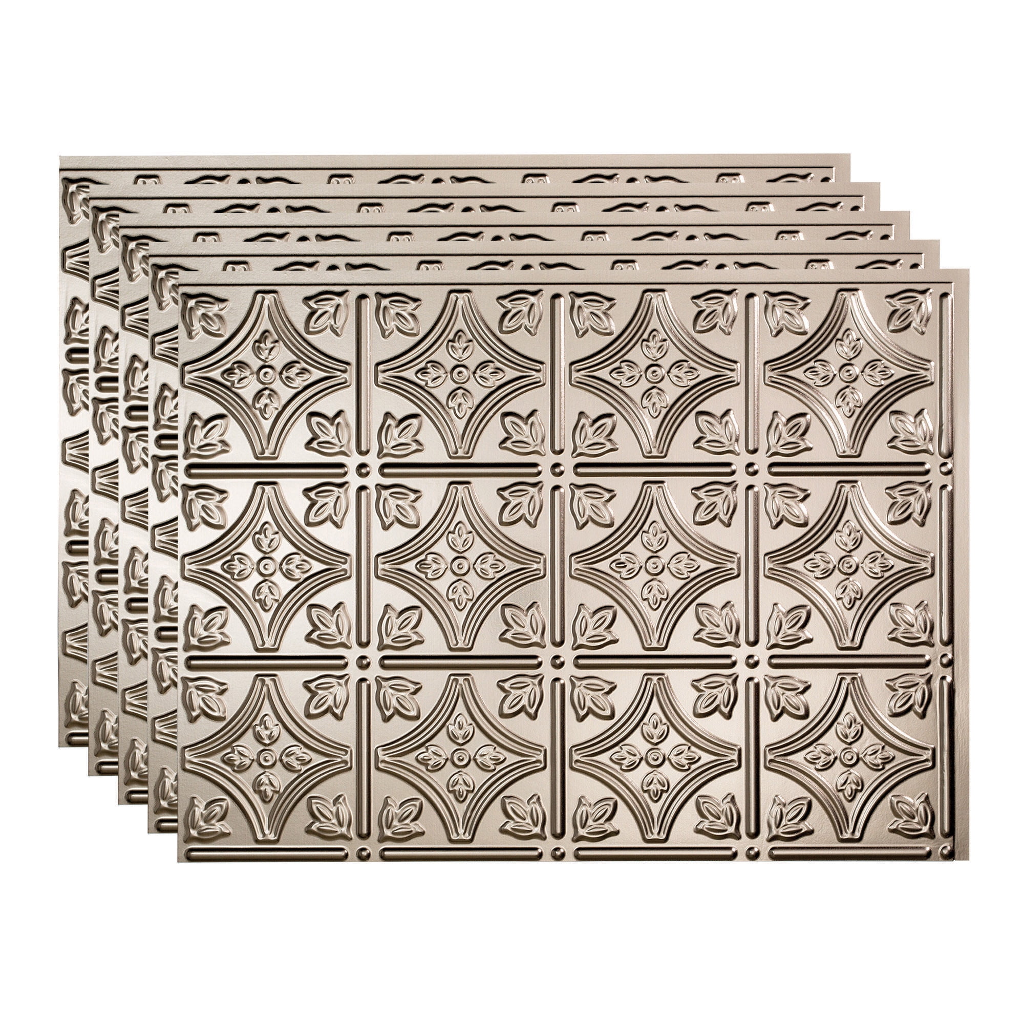 Brushed Nickel Traditional Decorative Vinyl Backsplash Panels 18in x 24in