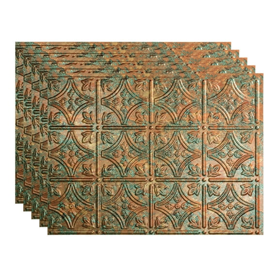 FASÄDE Traditional Style 1 Decorative Vinyl 18in x 24in Backsplash Panel in Copper Fantasy (5 Pack)