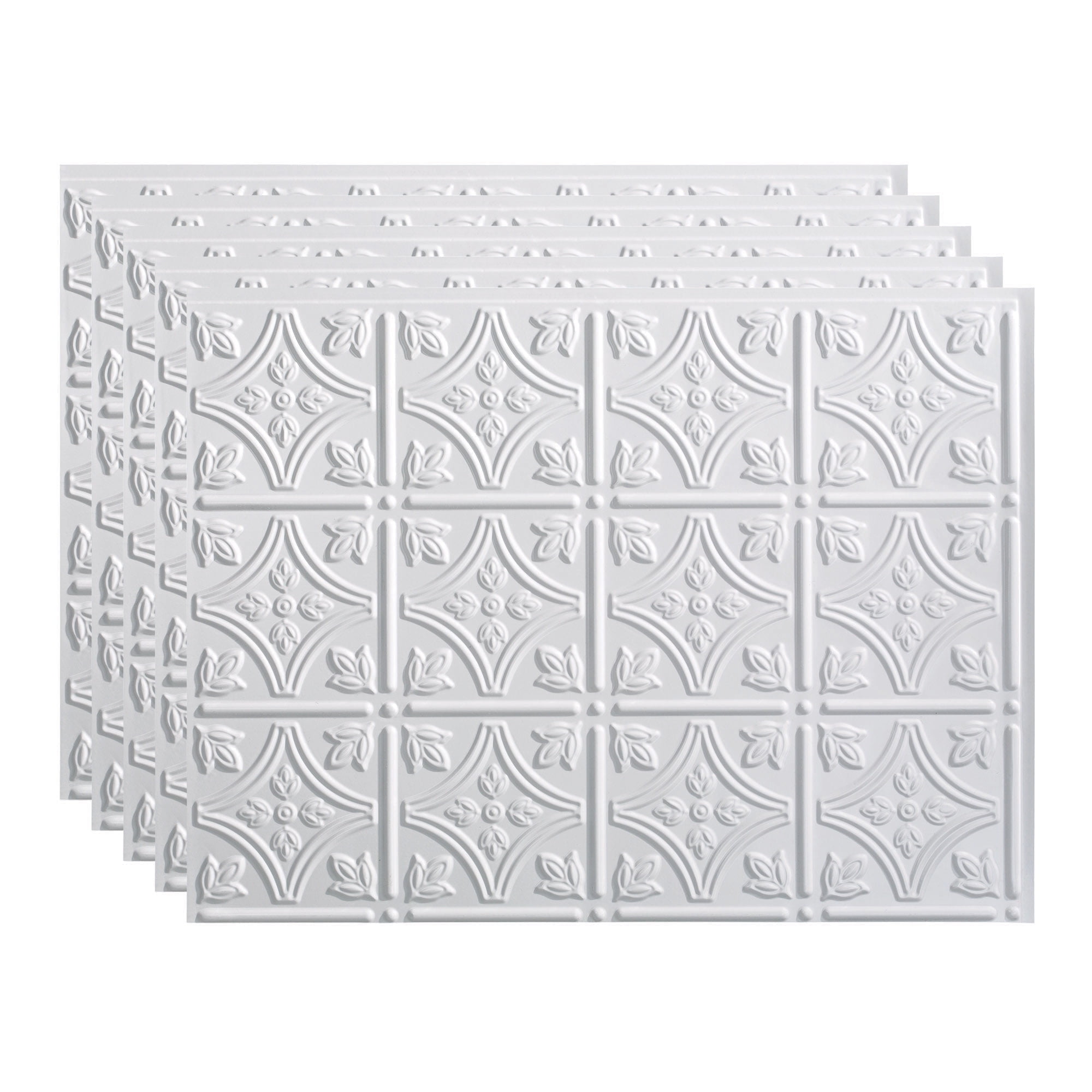 Gloss White Vinyl Traditional Decorative Backsplash Panels, 18in x 24in