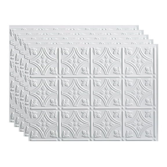 FASÄDE Traditional Style 1 Decorative Vinyl 18in x 24in Backsplash Panel in Gloss White (5 Pack)