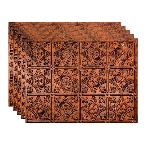FASÄDE Traditional Style 1 Decorative Vinyl 18in x 24in Backsplash Panel in Moonstone Copper (5 Pack)