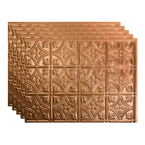 FASÄDE Traditional Style 1 Decorative Vinyl 18in x 24in Backsplash Panel in Polished Copper (5 Pack)