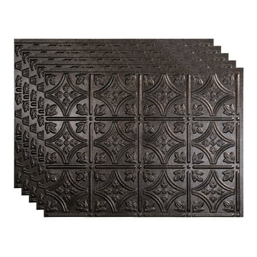 FASÄDE Traditional Style 1 Decorative Vinyl 18in x 24in Backsplash Panel in Smoked Pewter (5 Pack)
