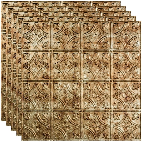 FASÄDE Traditional Style/Pattern 1 Decorative Vinyl 2ft x 2ft Lay in Ceiling Panel in Bermuda Bronze (5 Pack)