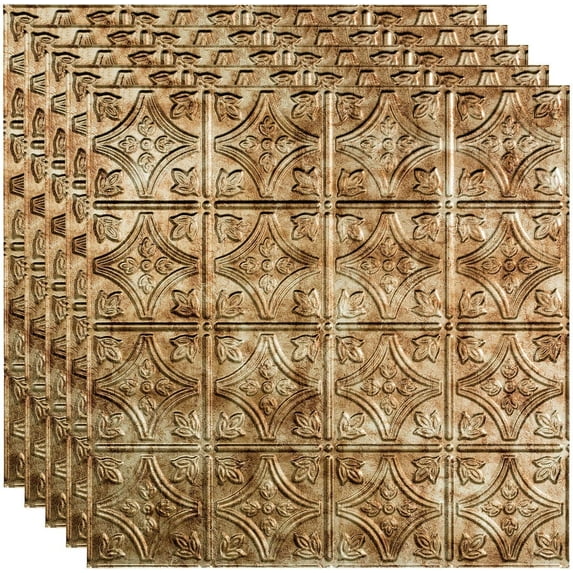 FASÄDE Traditional Style/Pattern 1 Decorative Vinyl 2ft x 2ft Lay in Ceiling Panel in Bermuda Bronze (5 Pack)