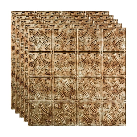 FASÄDE Traditional Style/Pattern 1 Decorative Vinyl 2ft x 2ft Lay in Ceiling Panel in Bermuda Bronze (5 Pack)