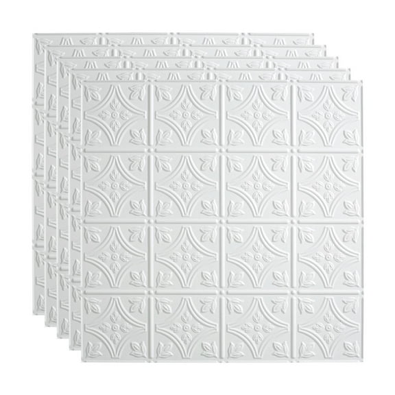 FASÄDE Traditional Style/Pattern 1 Decorative Vinyl 2ft x 2ft Lay in Ceiling Panel in Matte White (5 Pack)