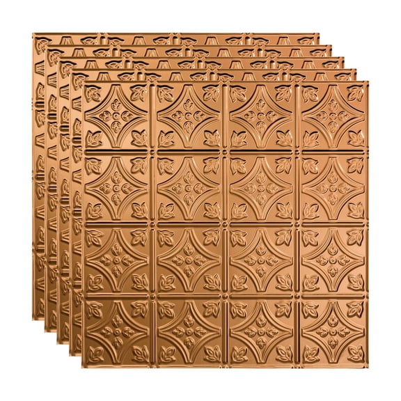FASÄDE Traditional Style/Pattern 1 Decorative Vinyl 2ft x 2ft Lay in Ceiling Panel in Polished Copper (5 Pack)
