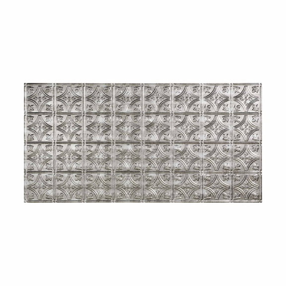 FASÄDE Traditional Style/Pattern 1 Decorative Vinyl 2ft x 4ft Glue Up Ceiling Panel in Crosshatch Silver (5 Pack)