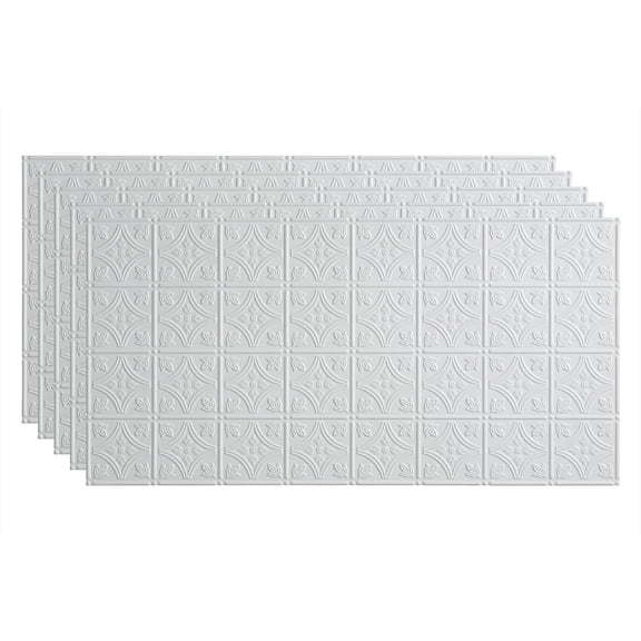 FASÄDE Traditional Style/Pattern 1 Decorative Vinyl 2ft x 4ft Glue Up Ceiling Panel in Gloss White 5 Pack)