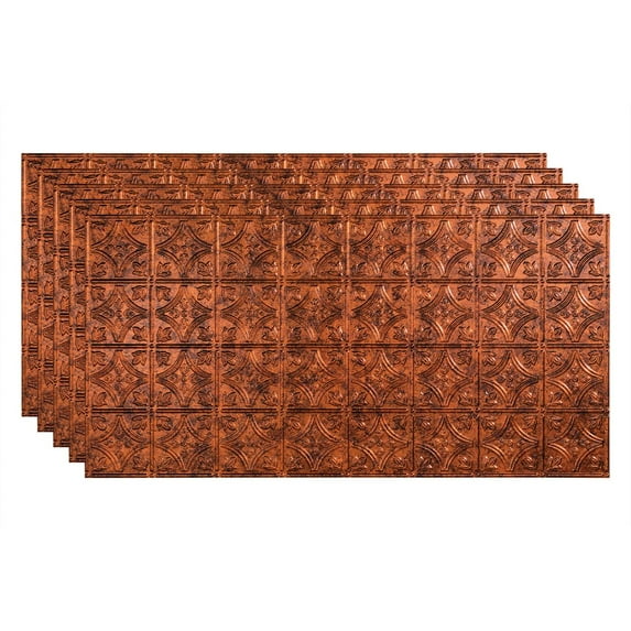 FASÄDE Traditional Style/Pattern 1 Decorative Vinyl 2ft x 4ft Glue Up Ceiling Panel in Moonstone Copper (5 Pack)
