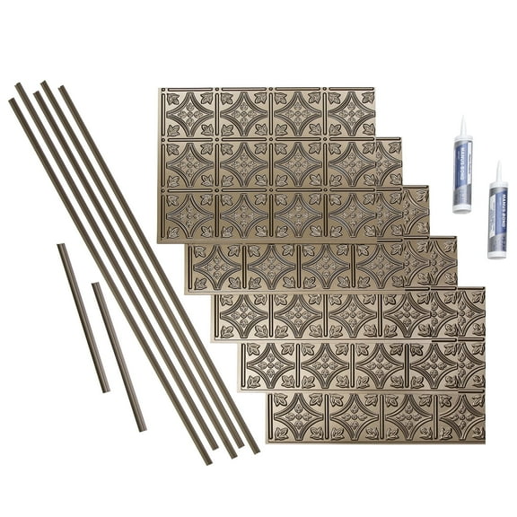 FASÄDE Traditional Style 1 Decorative Vinyl Backsplash 15 sq ft Kit in Argent Bronze