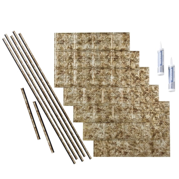 FASÄDE Traditional Style 1 Decorative Vinyl Backsplash 15 sq ft Kit in Bermuda Bronze