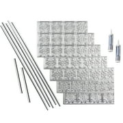 FAS DE Traditional Style 1 Decorative Vinyl Backsplash 15 sq ft Kit in Brushed Aluminum