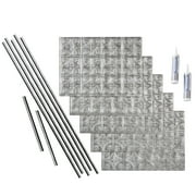 FAS DE Traditional Style 1 Decorative Vinyl Backsplash 15 sq ft Kit in Crosshatch Silver