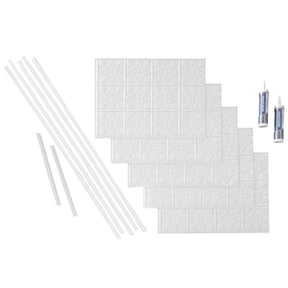 FASDE Traditional Style 1 Decorative Vinyl Backsplash 15 sq ft Kit in Gloss White
