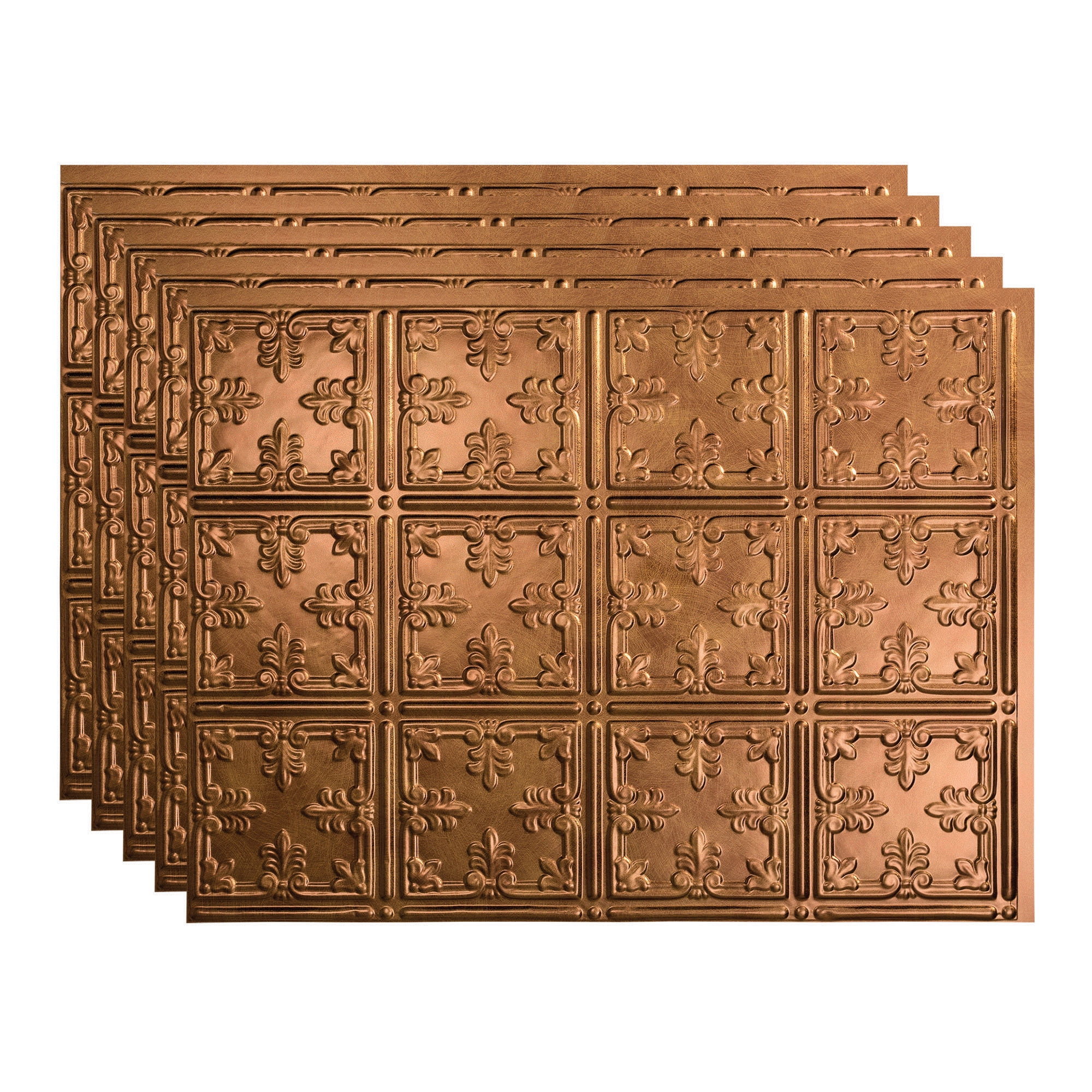 FASÄDE Traditional Style/Pattern 10 Decorative Vinyl 18in x 24in Backsplash Panel in Antique Bronze (5 Pack)