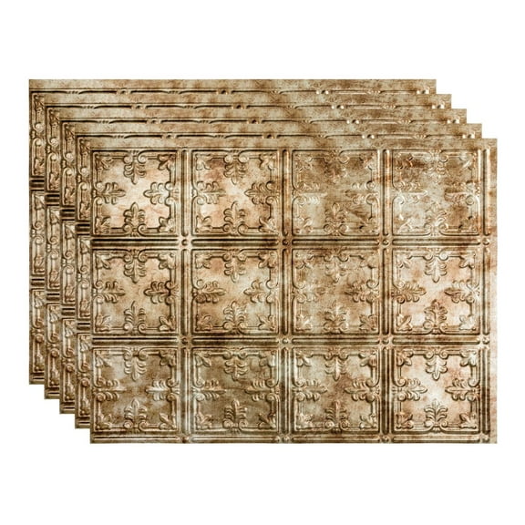 FASÄDE Traditional Style/Pattern 10 Decorative Vinyl 18in x 24in Backsplash Panel in Bermuda Bronze (5 Pack)