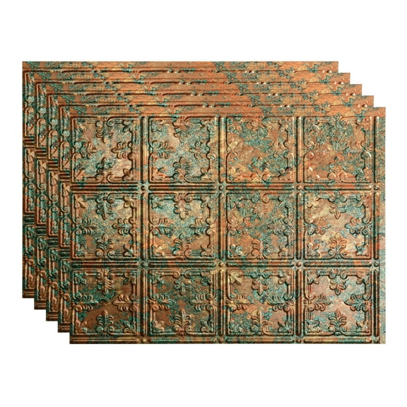 FASÄDE Traditional Style/Pattern 10 Decorative Vinyl 18in x 24in Backsplash Panel in Copper Fantasy (5 Pack)