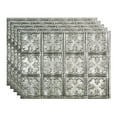 thumbnail image 1 of FASÄDE Traditional Style/Pattern 10 Decorative Vinyl 18in x 24in Backsplash Panel in  Crosshatch Silver (5 Pack), 1 of 5
