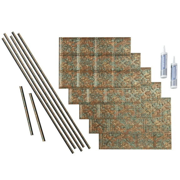 FASÄDE Traditional Style/Pattern 10 Decorative Vinyl Backsplash 15 sq ft Kit in Copper Fantasy