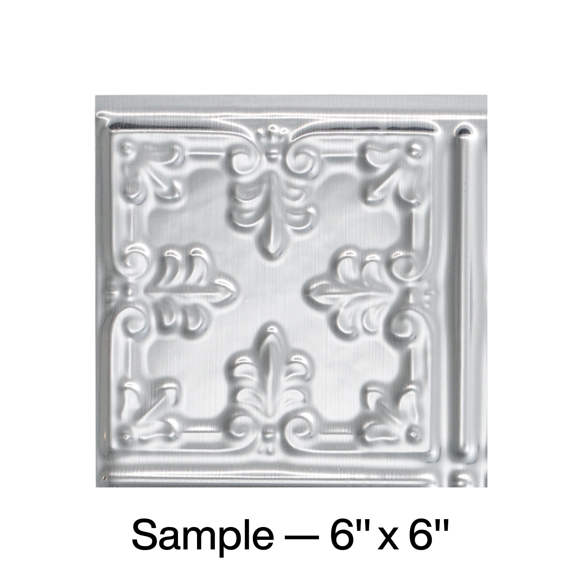 FASÄDE Traditional Style/Pattern 10 Decorative Vinyl Backsplash Panel in Brushed Aluminum (6X6 Inch Sample)