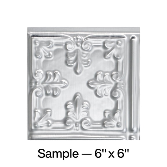 FASÄDE Traditional Style/Pattern 10 Decorative Vinyl Backsplash Panel in Brushed Aluminum (6X6 Inch Sample)