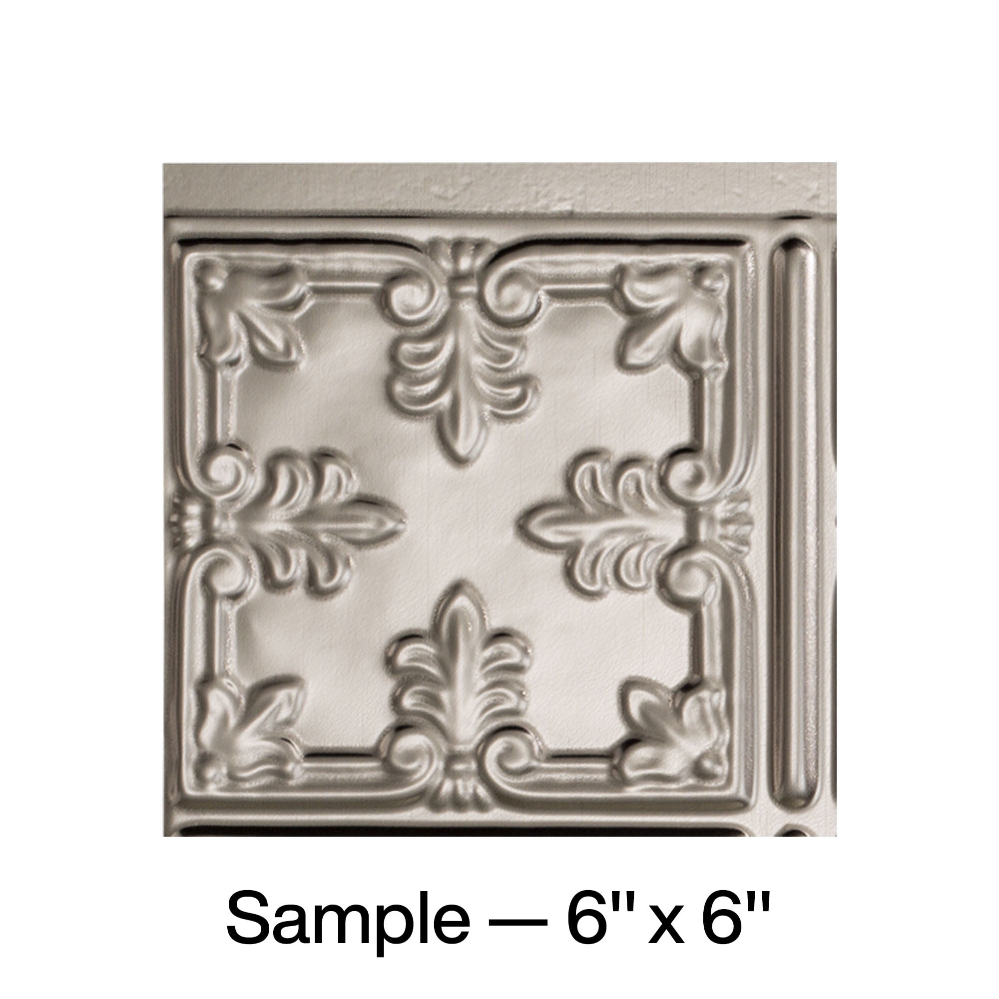 FASÄDE Traditional Style/Pattern 10 Decorative Vinyl Backsplash Panel in Brushed Nickel (6X6 Inch Sample)