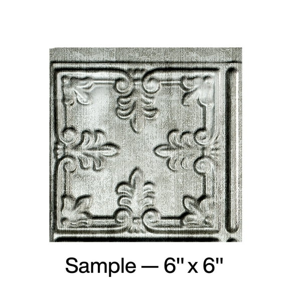 FASÄDE Traditional Style/Pattern 10 Decorative Vinyl Backsplash Panel in Crosshatch Silver (6X6 Inch Sample)