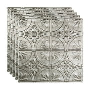 FASÄDE Traditional Style/Pattern 2 Decorative Vinyl 2ft x 2ft Lay in Ceiling Panel in Crosshatch Silver (5 Pack)